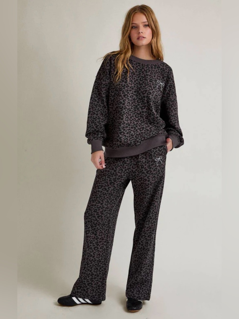 206 Le Lis Charcoal Leopard Print Lounge Set